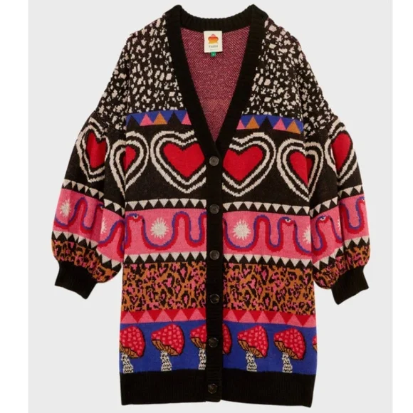 NWT $210 Farm Rio Ainika Graphic Elements Cardigan in size Large! - Picture 2 of 4